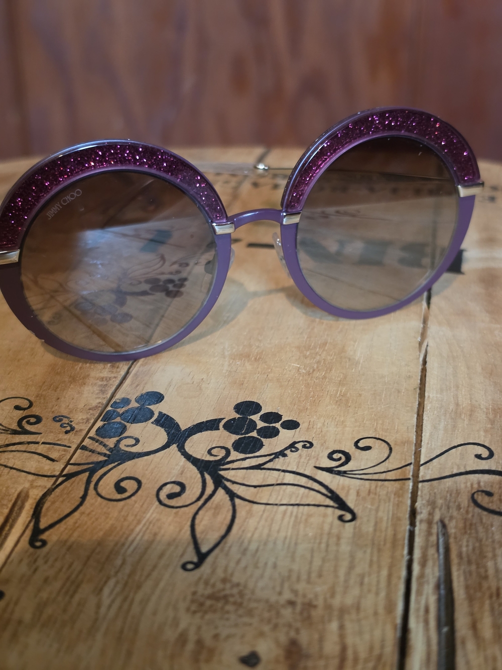 Jimmy Choo Purple Glitter Round Sunglasses